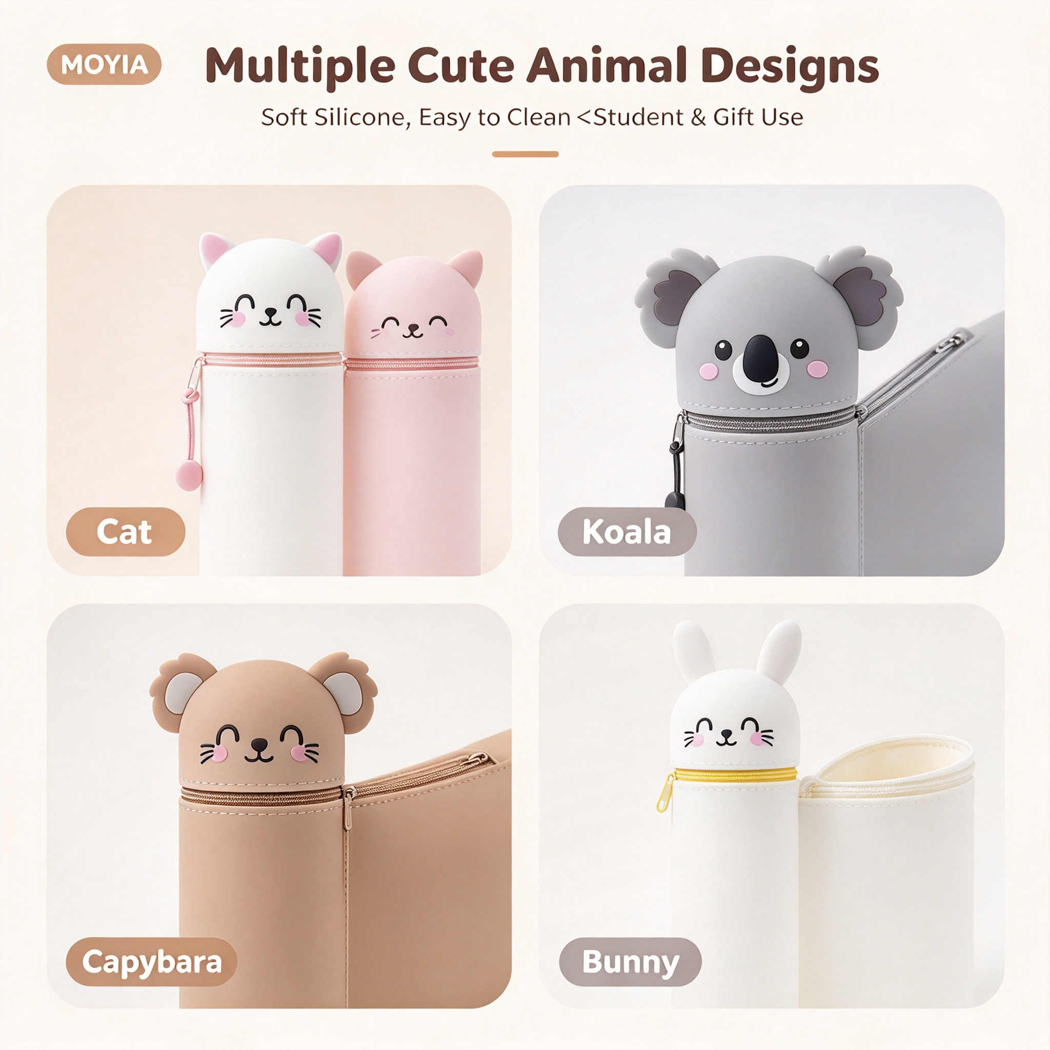 MOYIA Custom Logo Foldable Telescopic Silicone Pencil Case