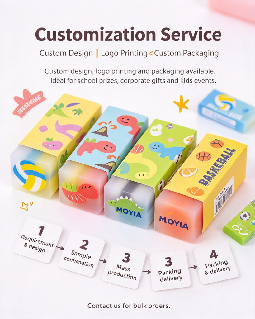 MOYIA Custom Logo Cuttable Football Shaped Eraser Creative Stationery Gift Bulk Wholesale