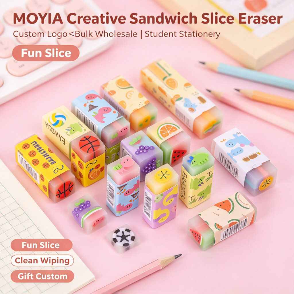 MOYIA Custom Logo Cuttable Football Shaped Eraser Creative Stationery Gift Bulk Wholesale