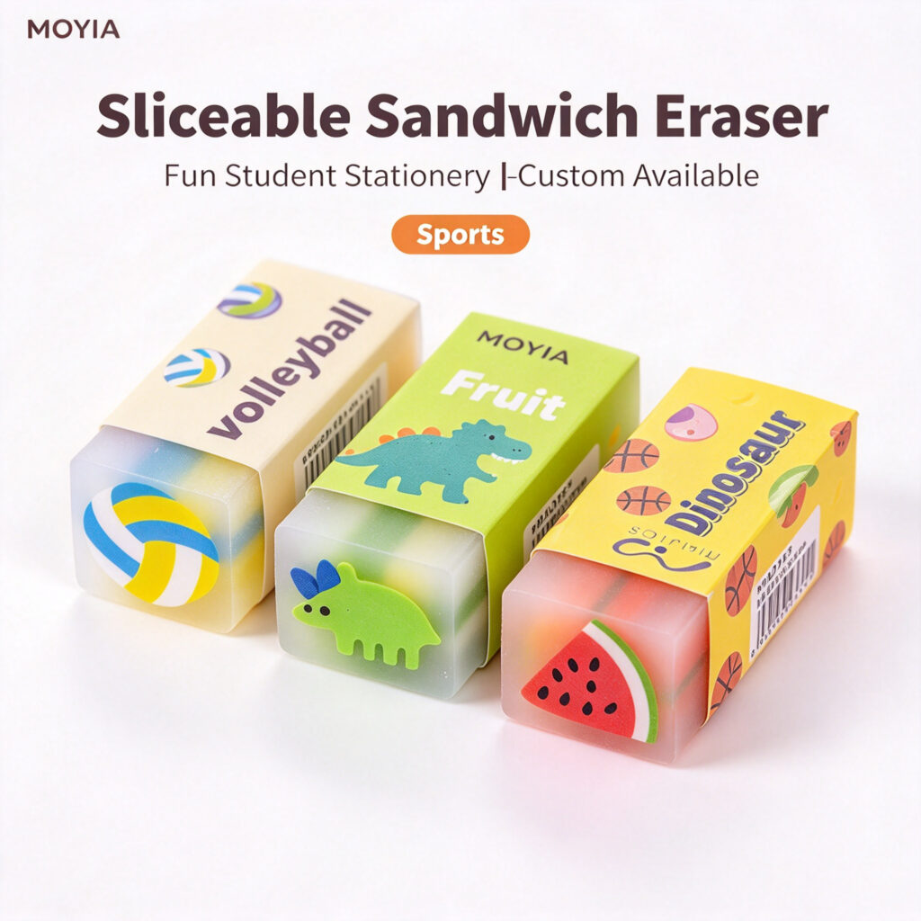 MOYIA Custom Logo Cuttable Football Shaped Eraser Creative Stationery Gift Bulk Wholesale
