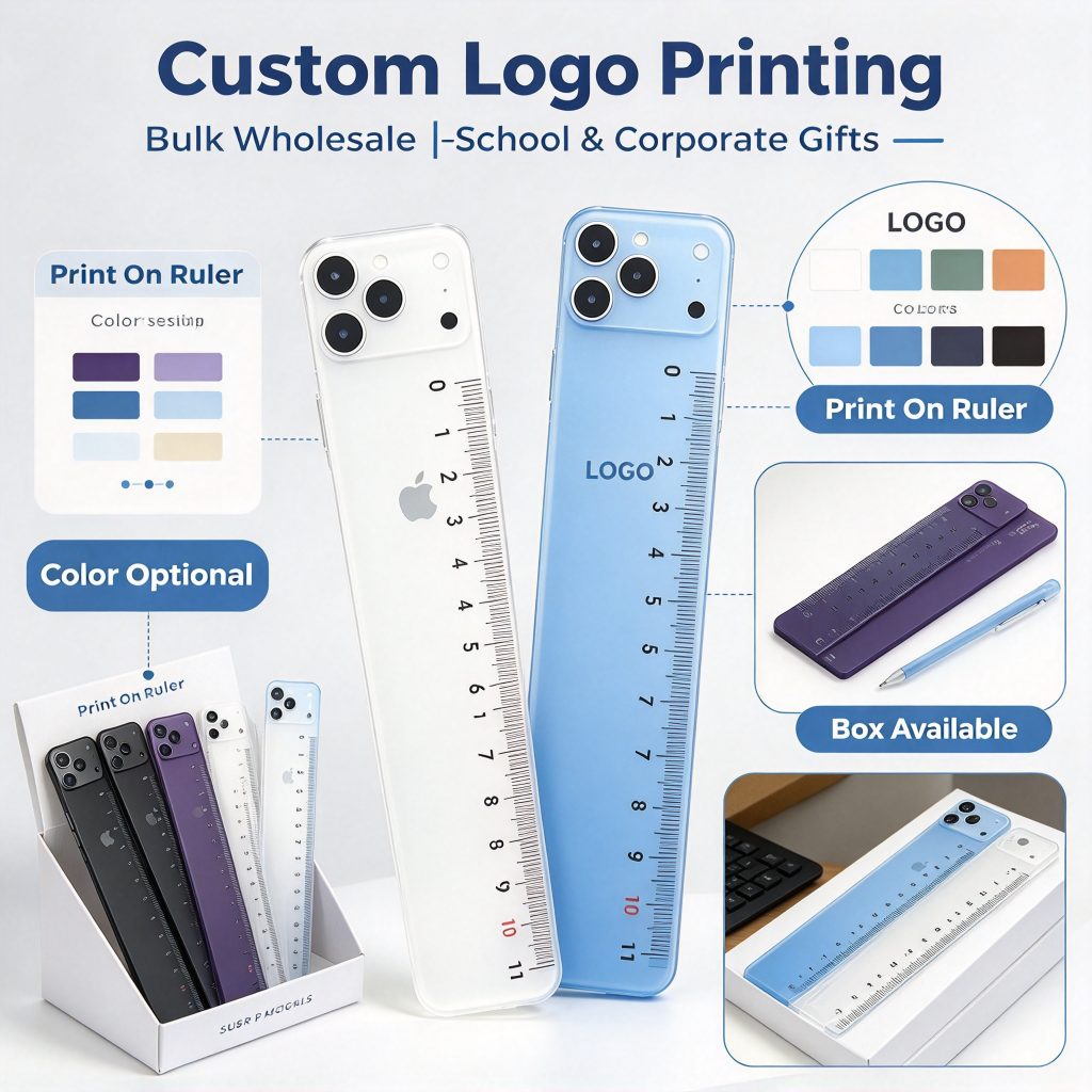 Custom Logo 25cm Transparent Straight Ruler — Bulk Wholesale