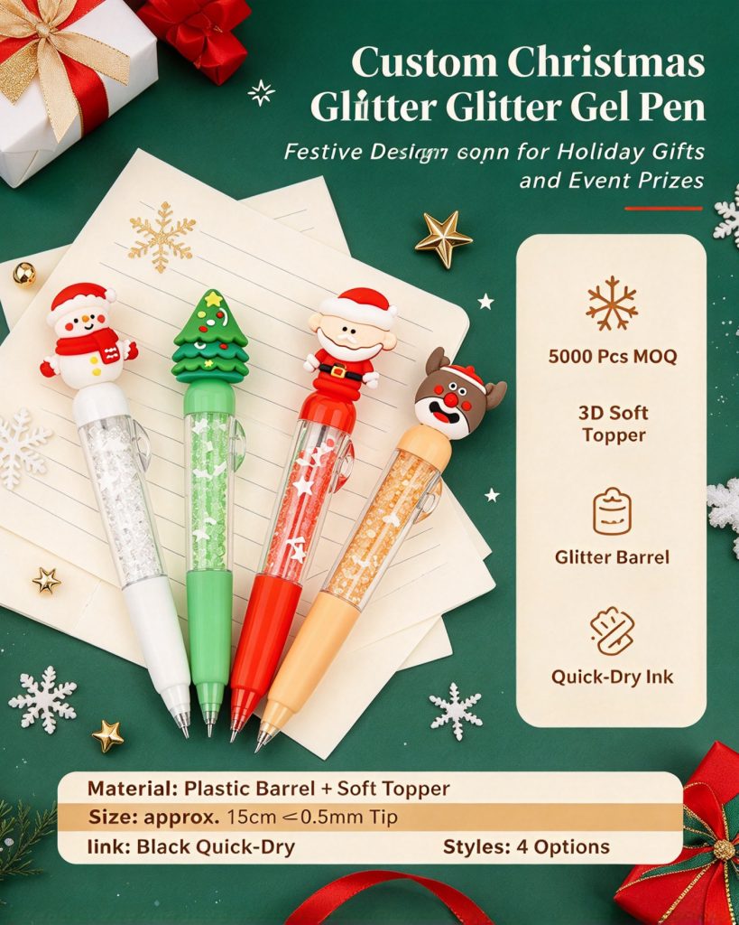 Custom Christmas Silicone Gel Pen — Bulk Wholesale & Logo Print