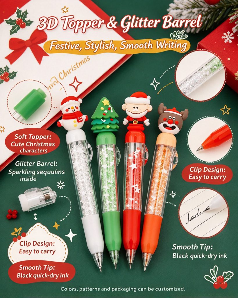 Custom Christmas Silicone Gel Pen — Bulk Wholesale & Logo Print