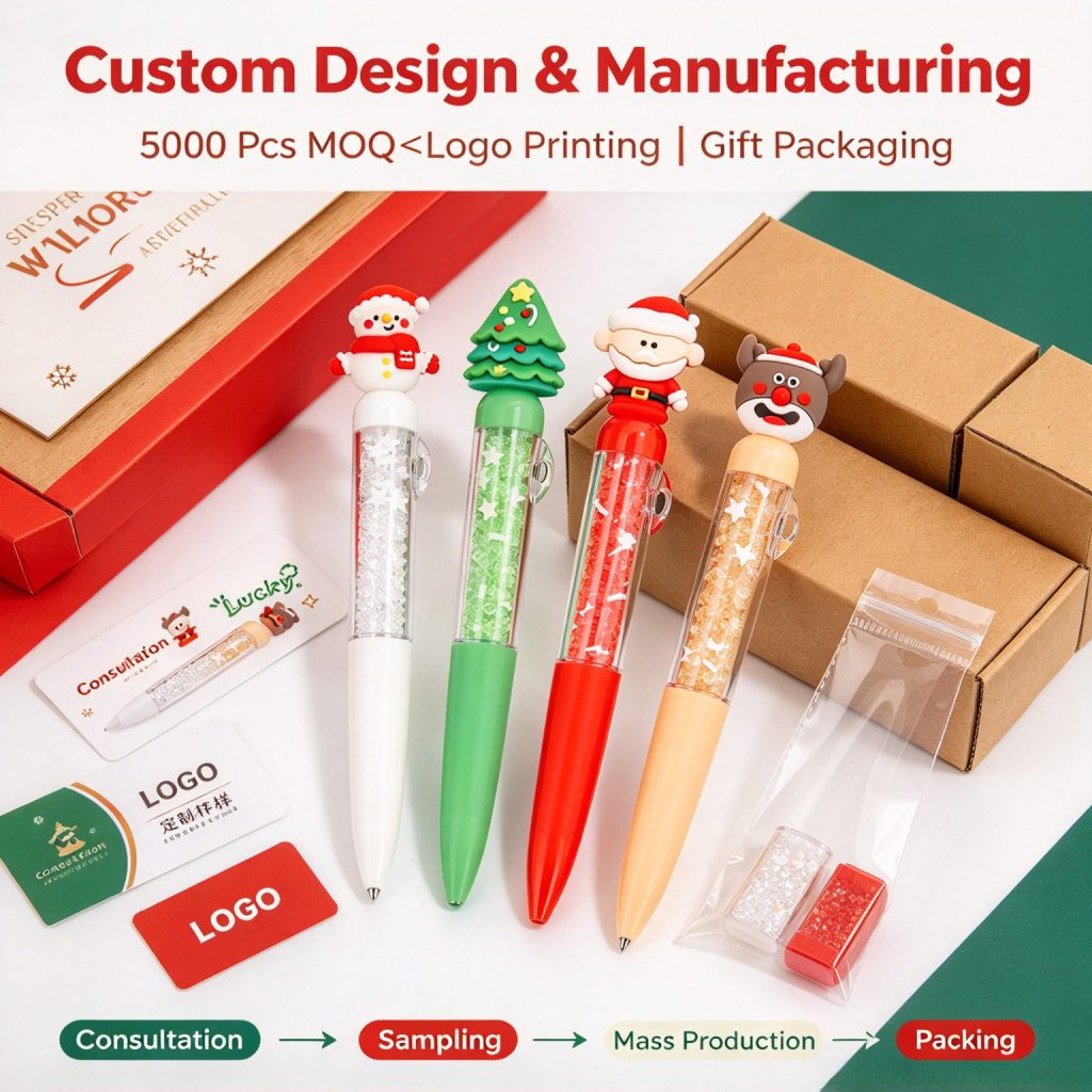 Custom Christmas Silicone Gel Pen — Bulk Wholesale & Logo Print