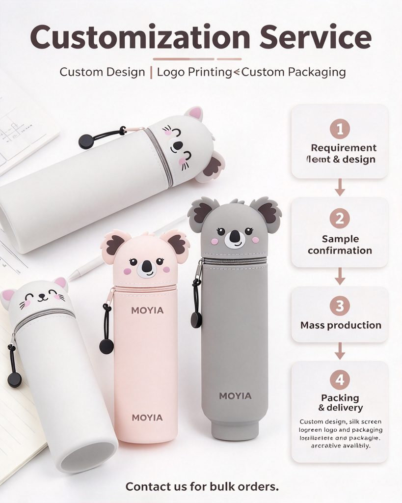 Custom Foldable Telescopic Silicone Pencil Case — Bulk Wholesale
