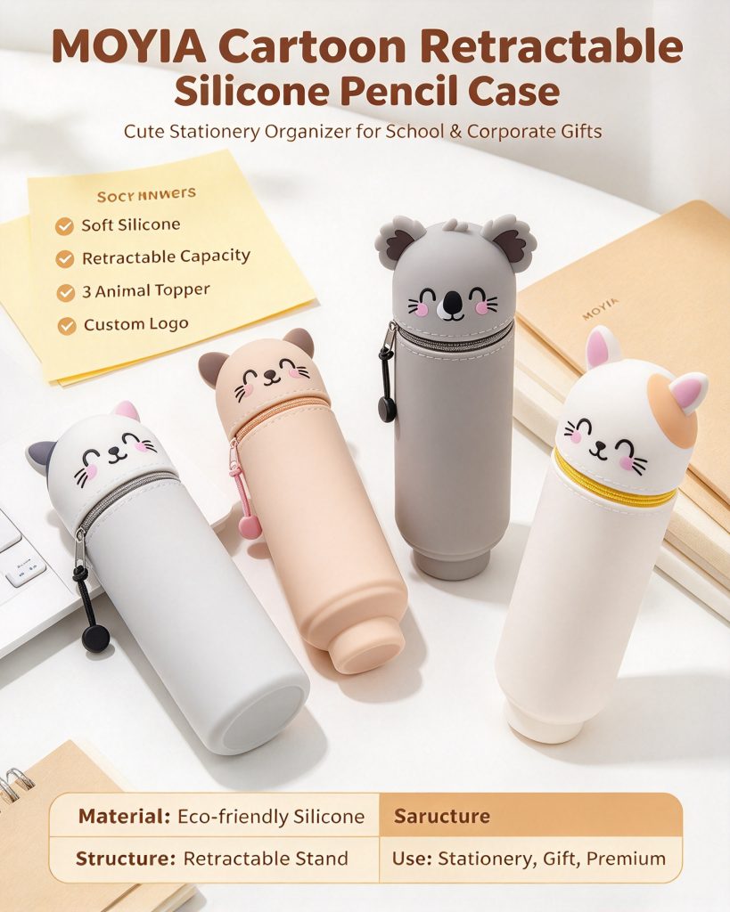 Custom Foldable Telescopic Silicone Pencil Case — Bulk Wholesale