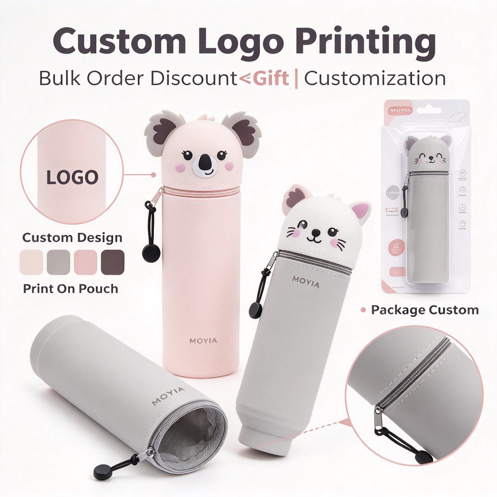 Custom Foldable Telescopic Silicone Pencil Case — Bulk Wholesale