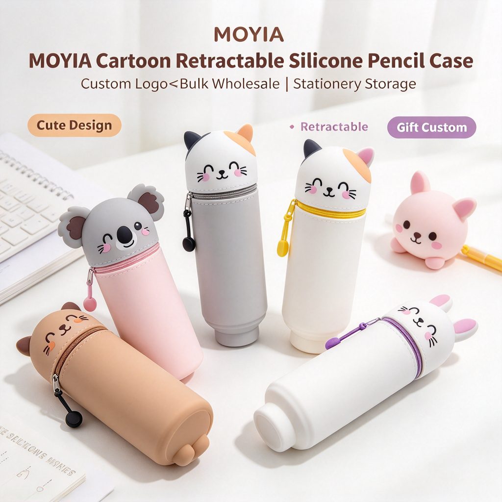 Custom Foldable Telescopic Silicone Pencil Case — Bulk Wholesale
