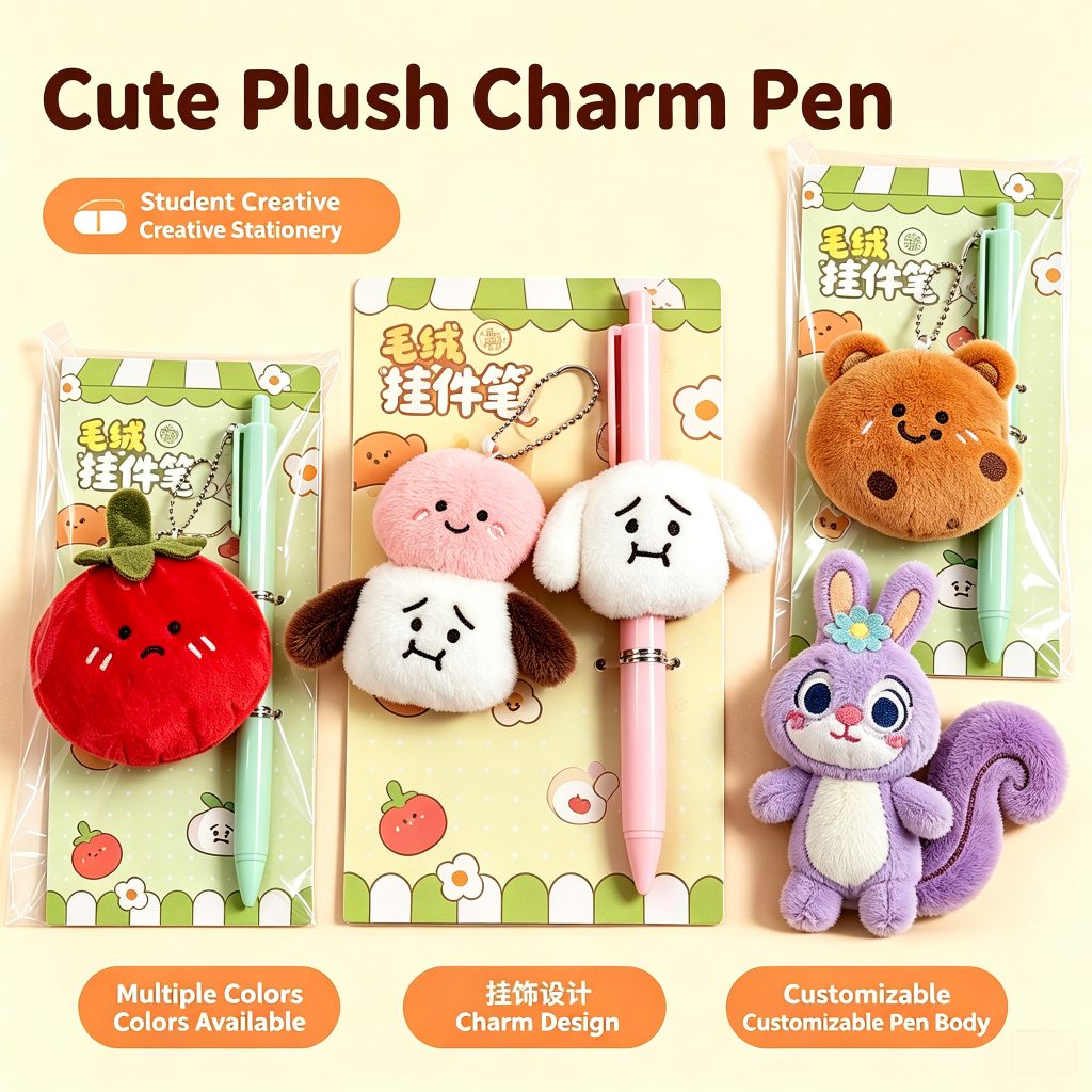 Custom Plush Retractable Ballpoint Pen — Bulk Wholesale & Logo Print