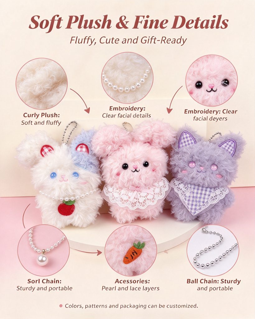 Custom Cute Rabbit Plush Keychain — Bulk Wholesale & Logo Print