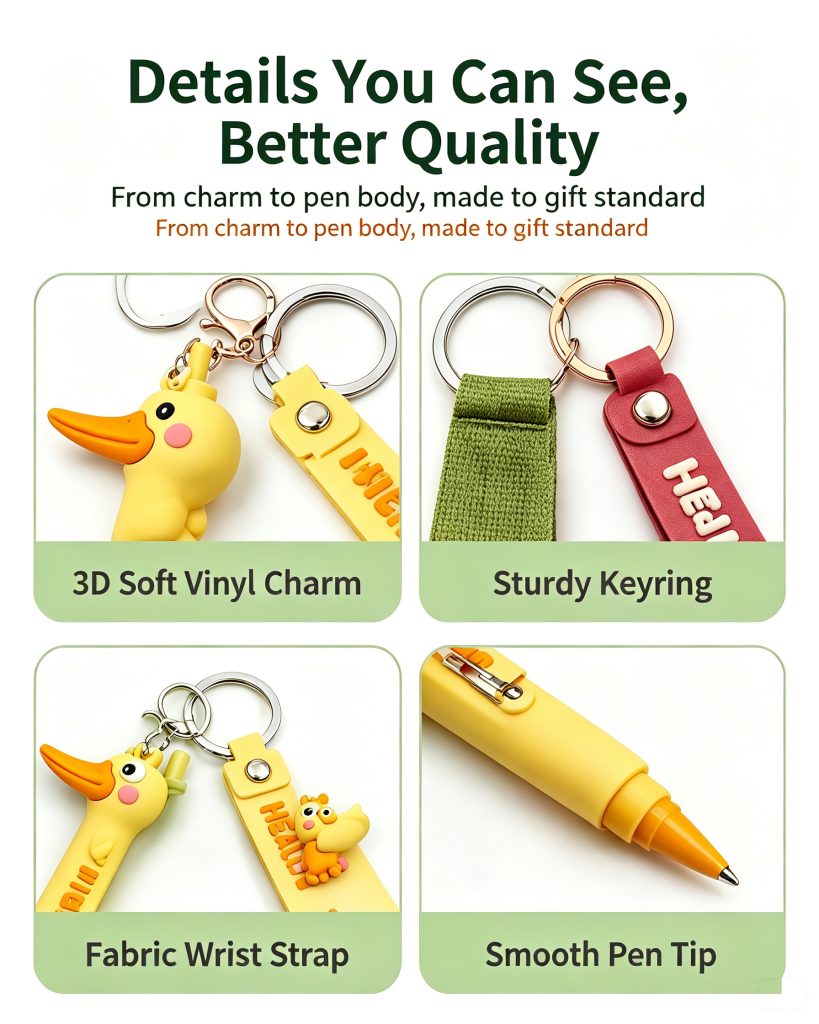 Custom Retractable Gel Pen with Animal Keychain Pendant
